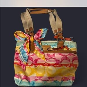 Coach Y2K Monogram Multicolor Tote/Scarf Set